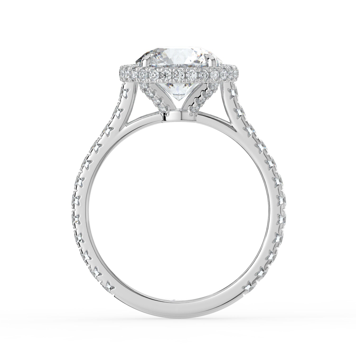 The Gemma Ring - Round Orbital Halo Cathedral with Pavé Band
