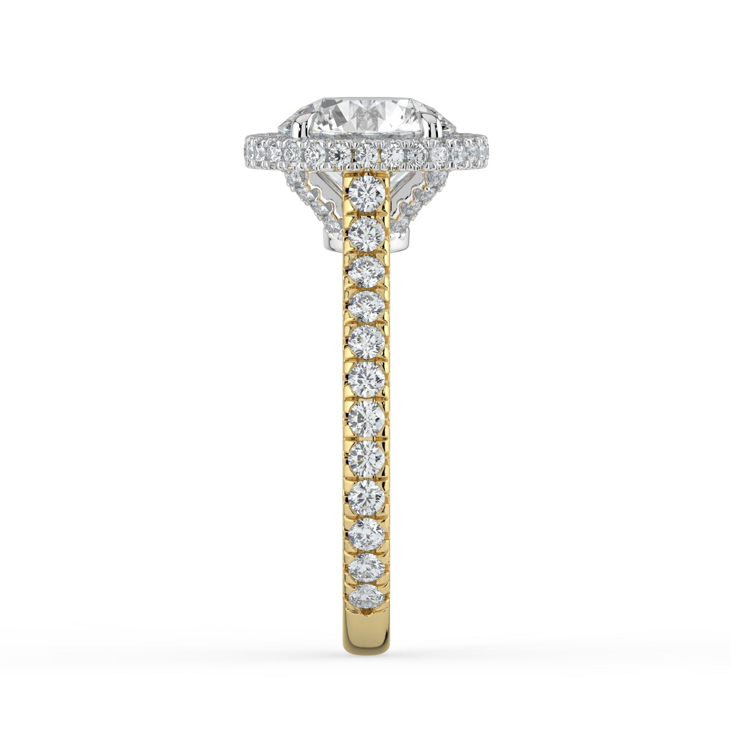 The Gemma Ring - Round Orbital Halo Cathedral with Pavé Band