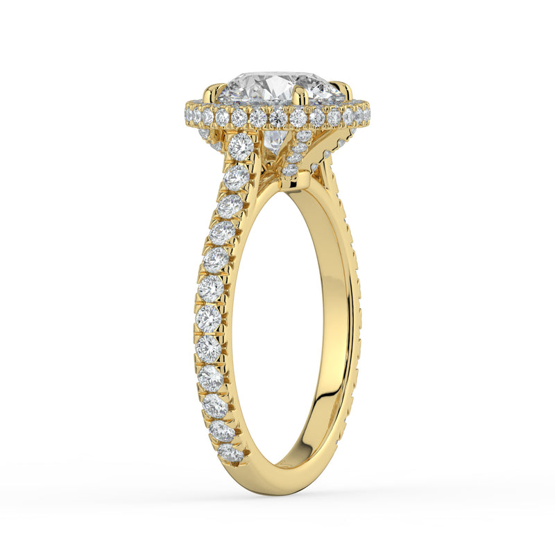 The Gemma Ring - Round Orbital Halo Cathedral with Pavé Band