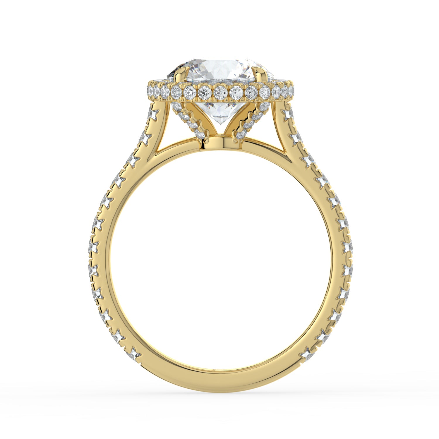 The Gemma Ring - Round Orbital Halo Cathedral with Pavé Band