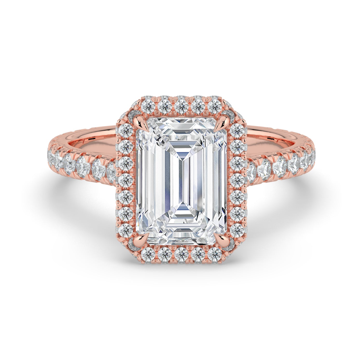 The Gemma Ring - Emerald Orbital Halo Cathedral with Pavé Band