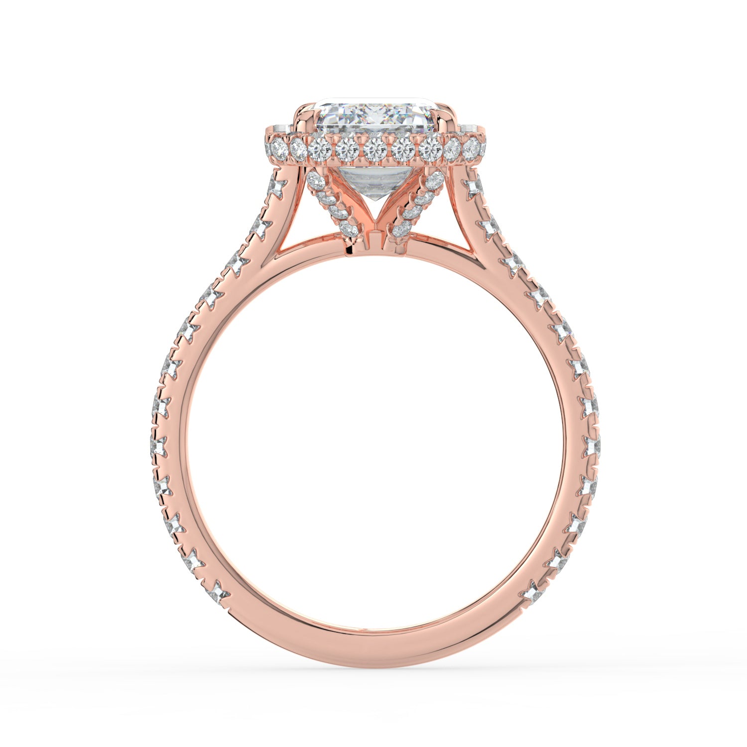 The Gemma Ring - Emerald Orbital Halo Cathedral with Pavé Band