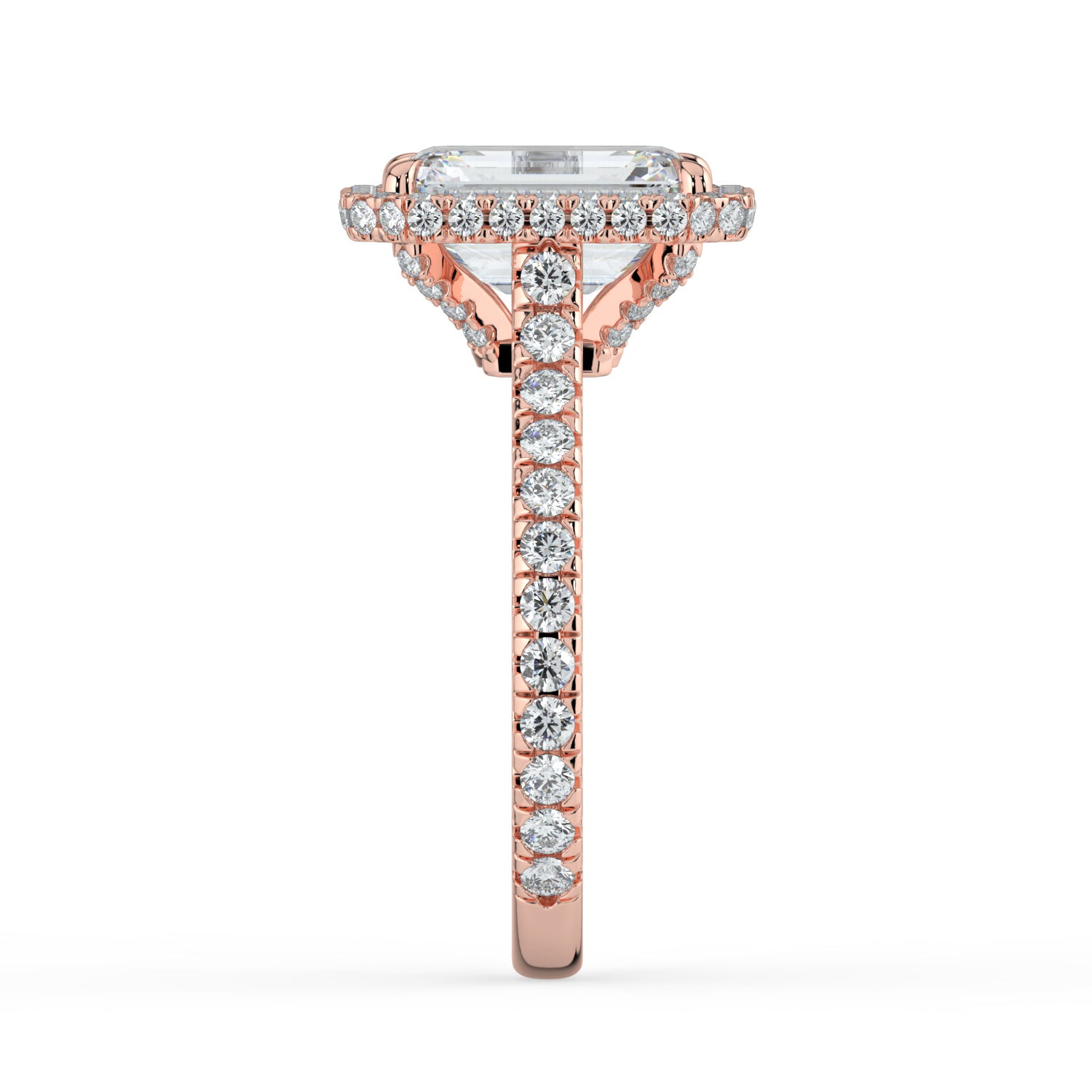 The Gemma Ring - Emerald Orbital Halo Cathedral with Pavé Band