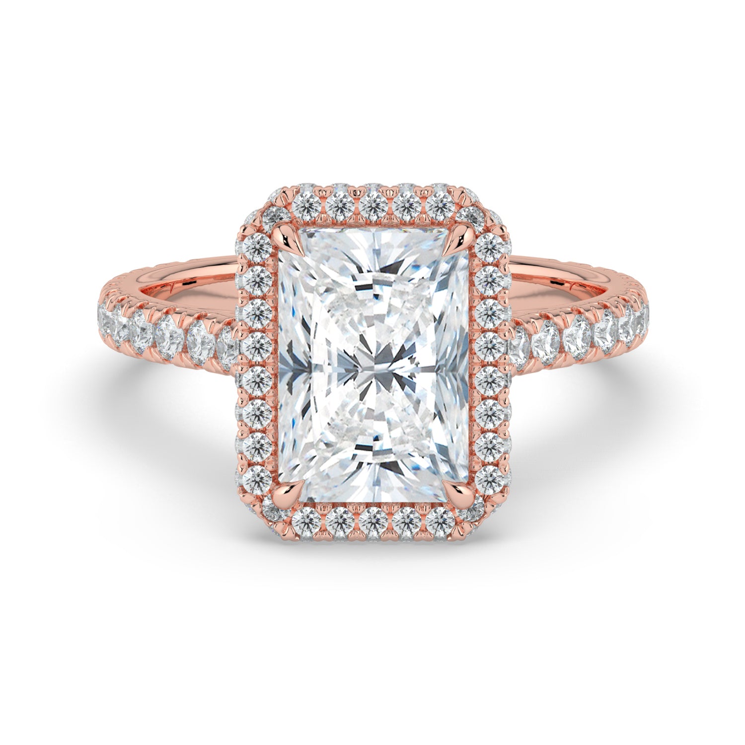 The Gemma Ring - Radiant Orbital Halo Cathedral with Pavé Band