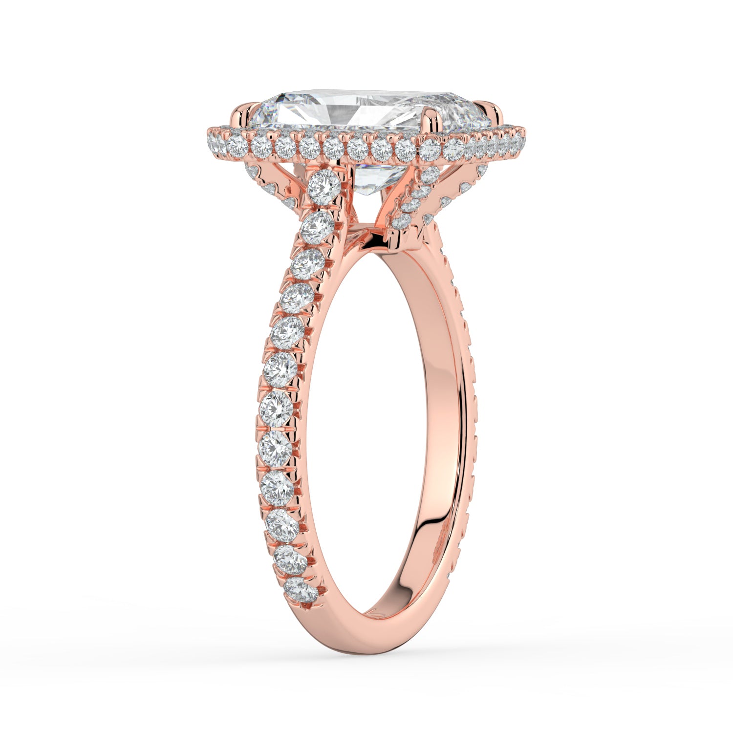 The Gemma Ring - Radiant Orbital Halo Cathedral with Pavé Band