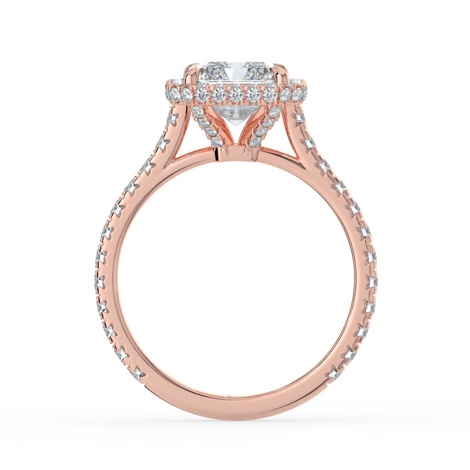 The Gemma Ring - Radiant Orbital Halo Cathedral with Pavé Band