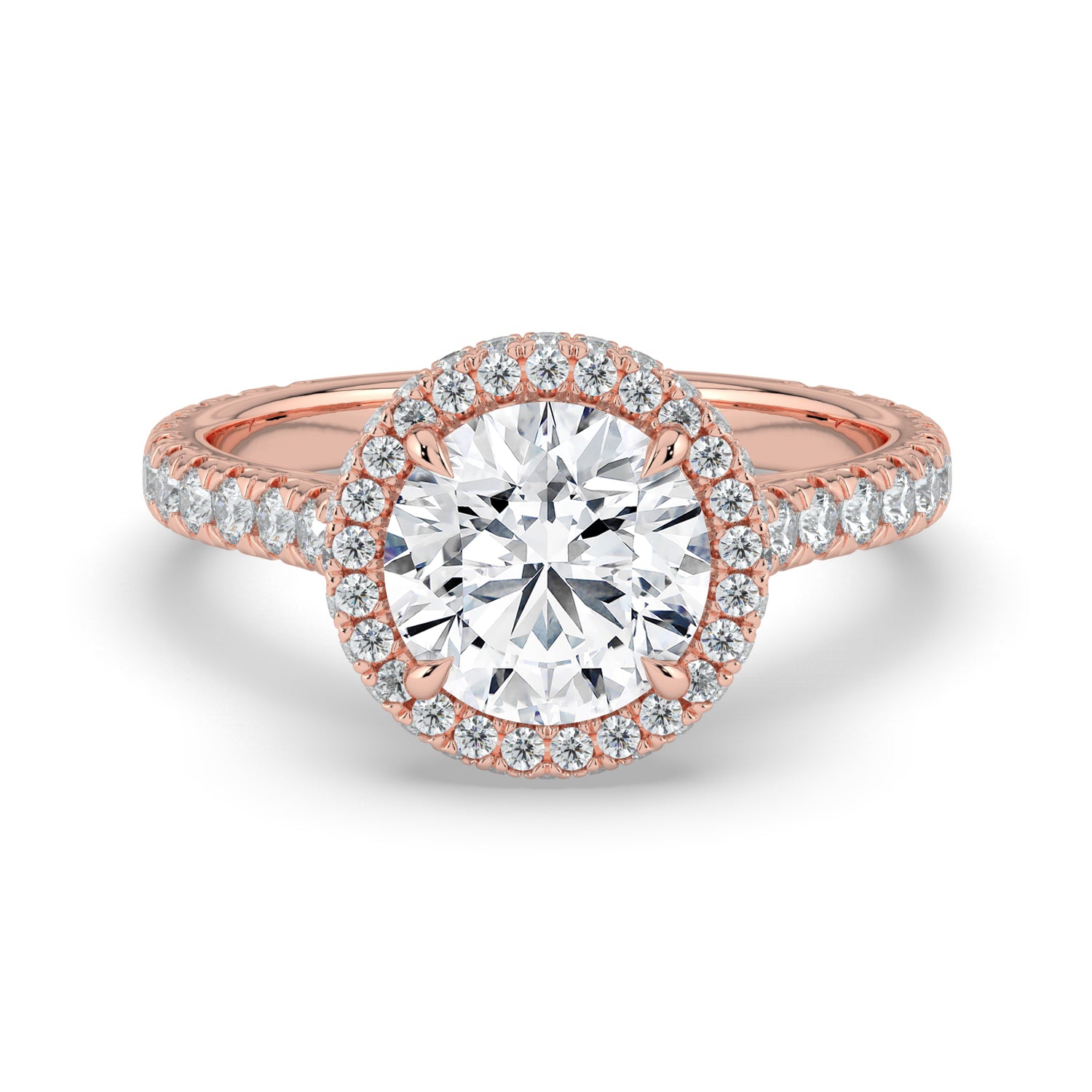 The Gemma Ring - Round Orbital Halo Cathedral with Pavé Band