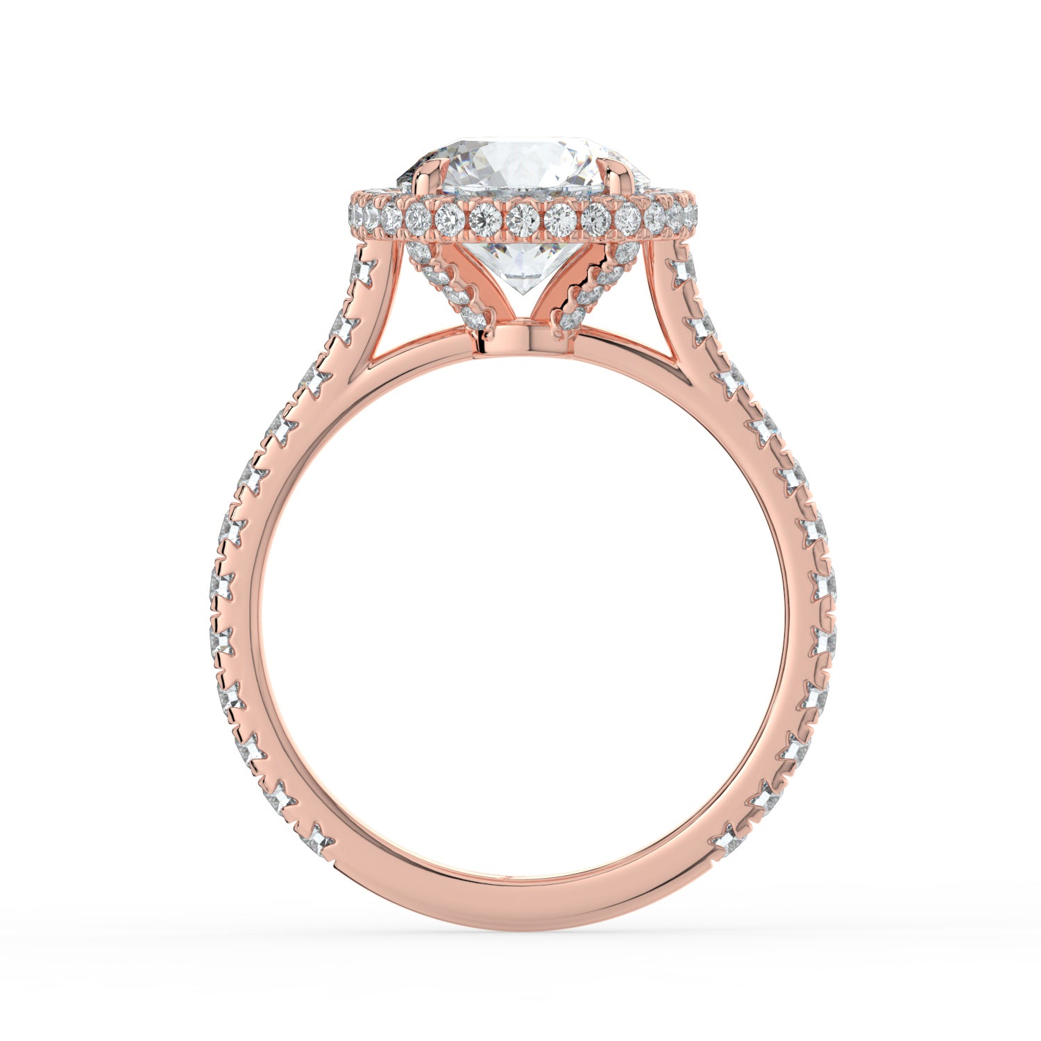 The Gemma Ring - Round Orbital Halo Cathedral with Pavé Band
