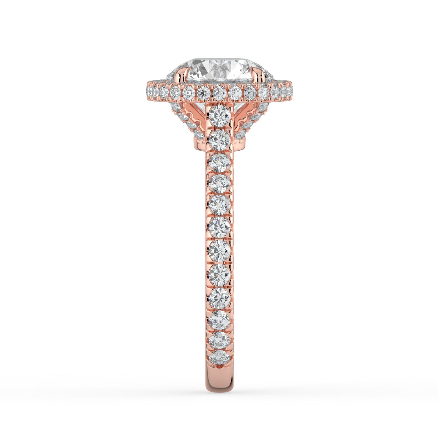 The Gemma Ring - Round Orbital Halo Cathedral with Pavé Band