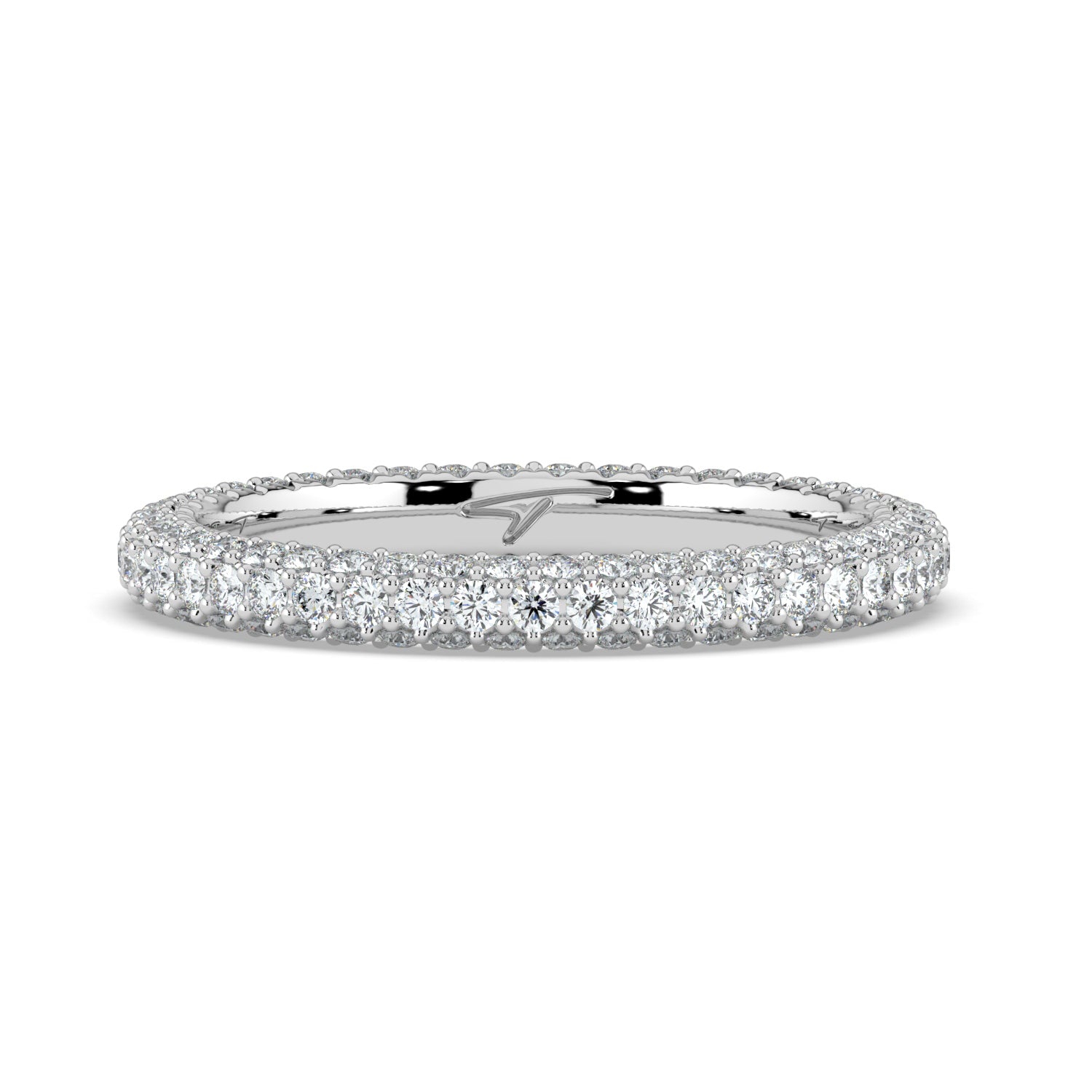 The Olivia Ring -Three Row Full Pavé Wedding Band