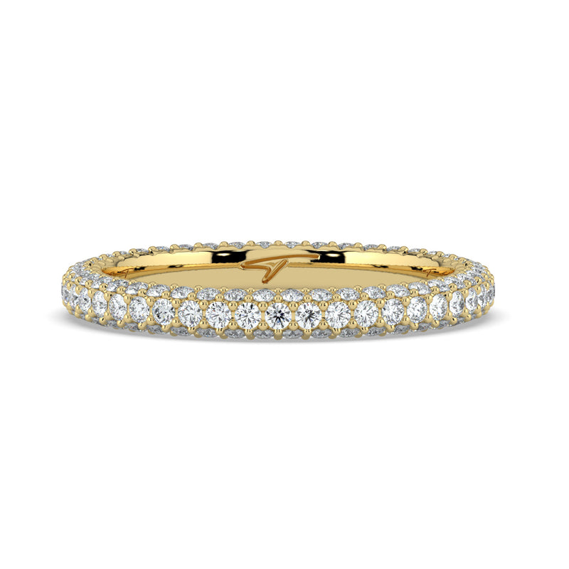 The Olivia Ring -Three Row Full Pavé Wedding Band