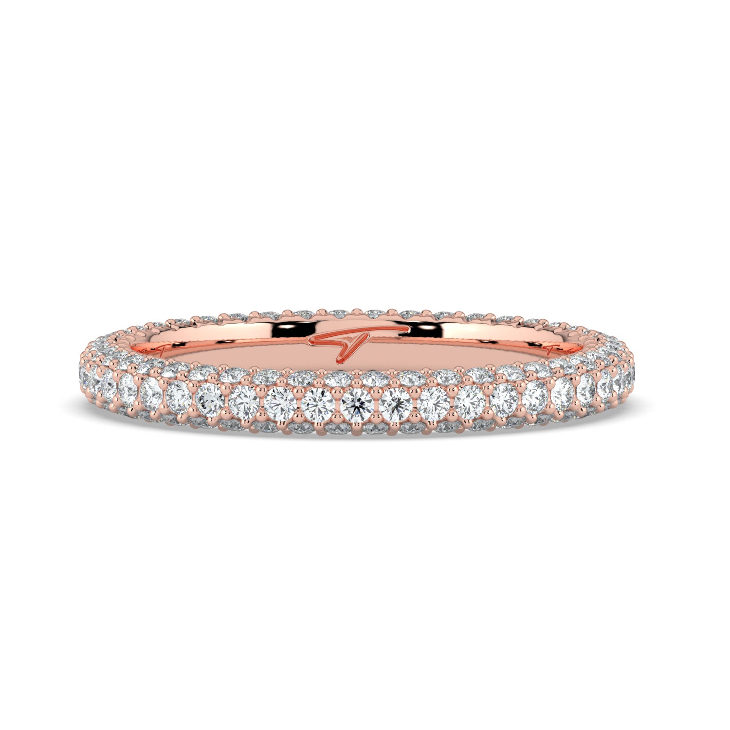 The Olivia Ring -Three Row Full Pavé Wedding Band