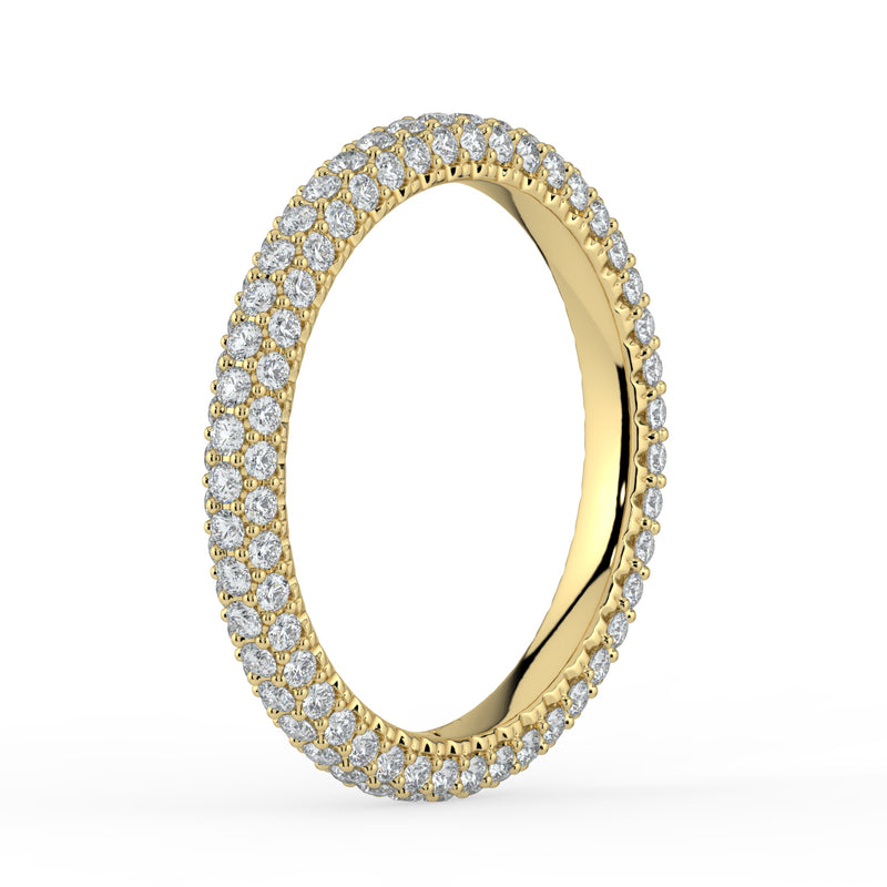 The Olivia Ring -Three Row Full Pavé Wedding Band