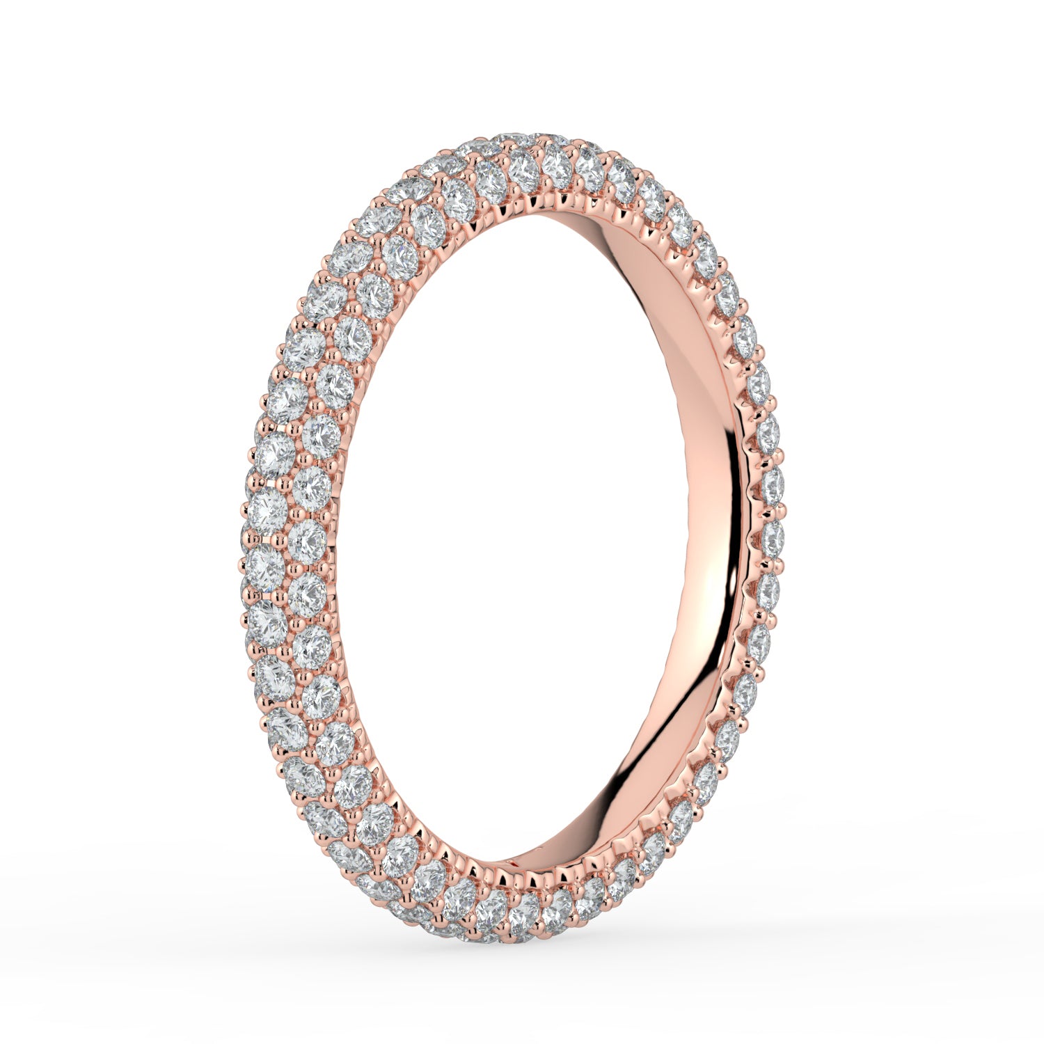 The Olivia Ring -Three Row Full Pavé Wedding Band
