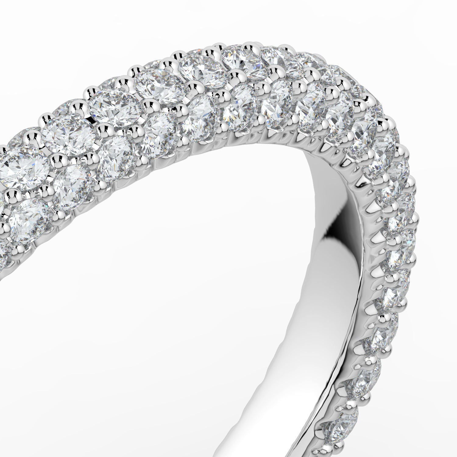 The Olivia Ring -Three Row Full Pavé Wedding Band