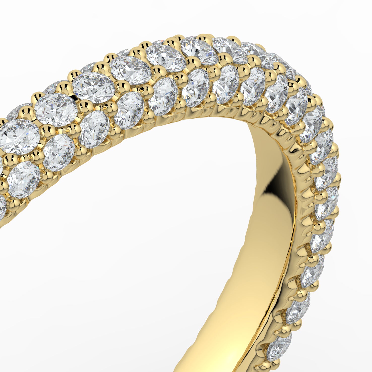 The Olivia Ring -Three Row Full Pavé Wedding Band