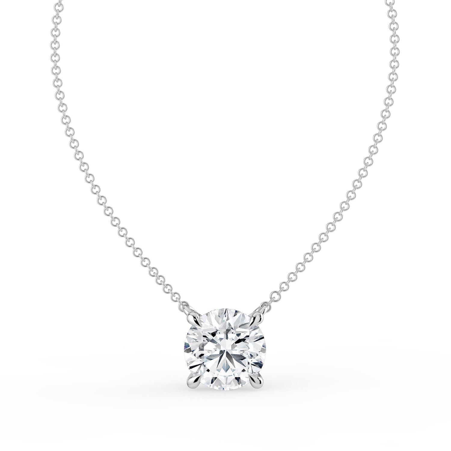 The Caelina Necklace - Round Cut with Hidden Halo