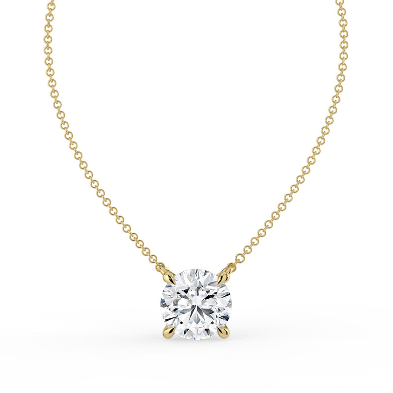 The Caelina Necklace – Round Cut with Hidden Halo – The Jewel Concierge