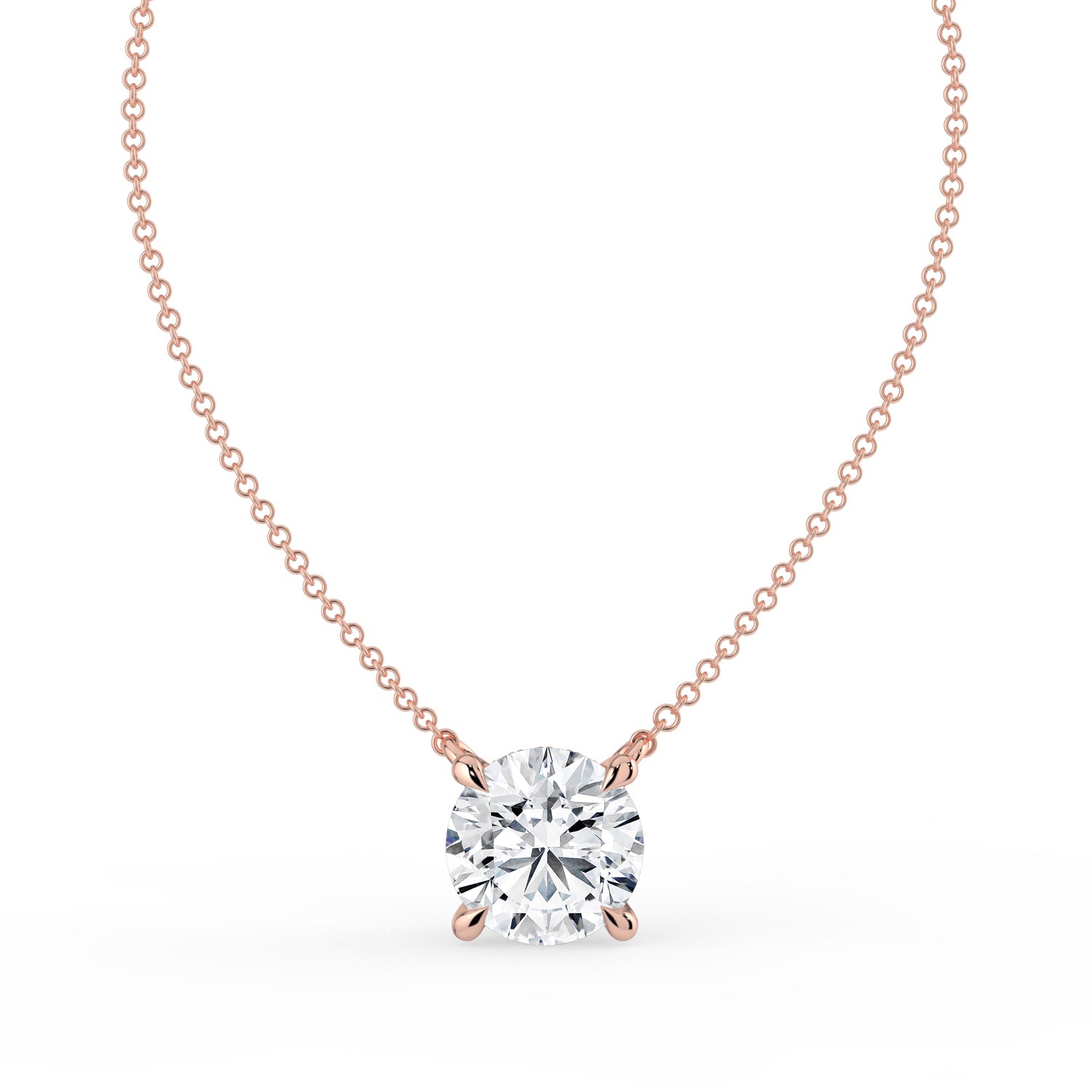 The Caelina Necklace - Round Cut with Hidden Halo