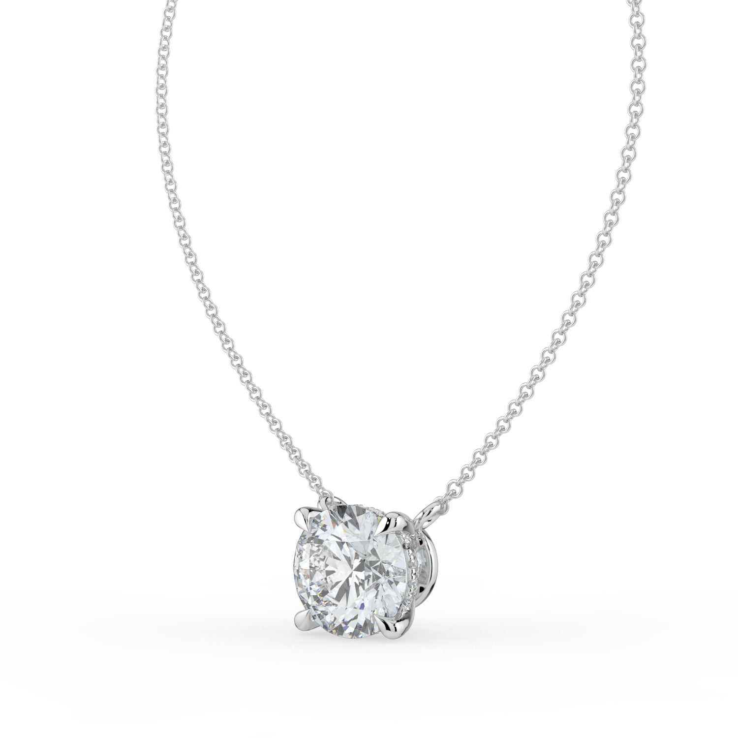 The Caelina Necklace - Round Cut with Hidden Halo