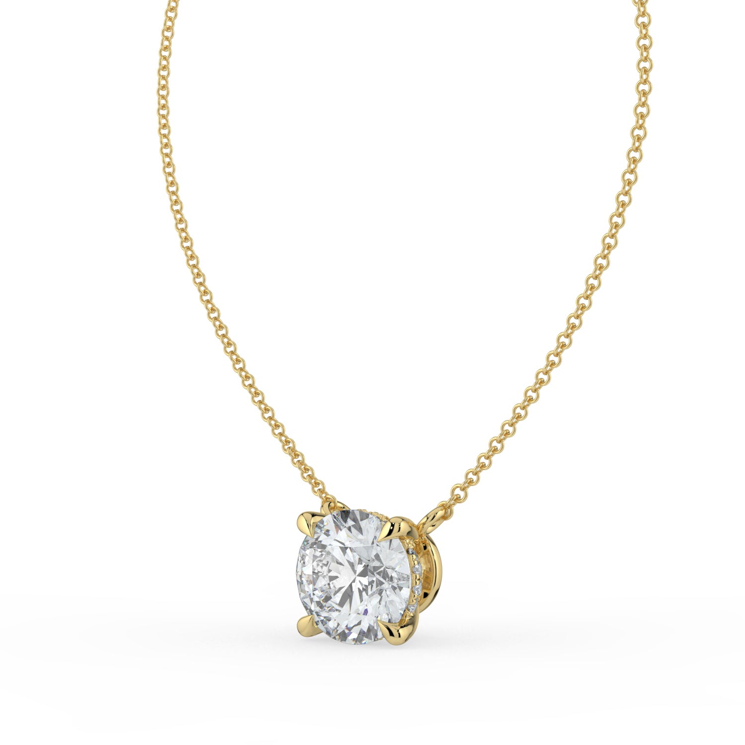 The Caelina Necklace - Round Cut with Hidden Halo