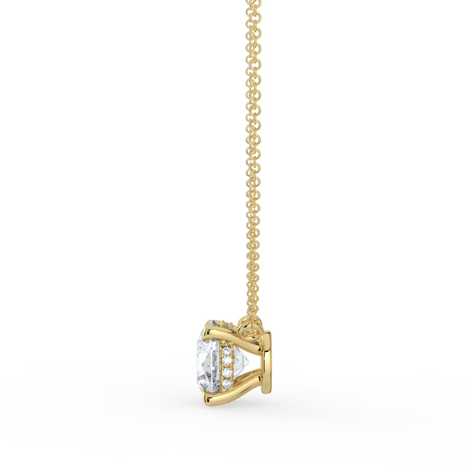 The Caelina Necklace - Round Cut with Hidden Halo