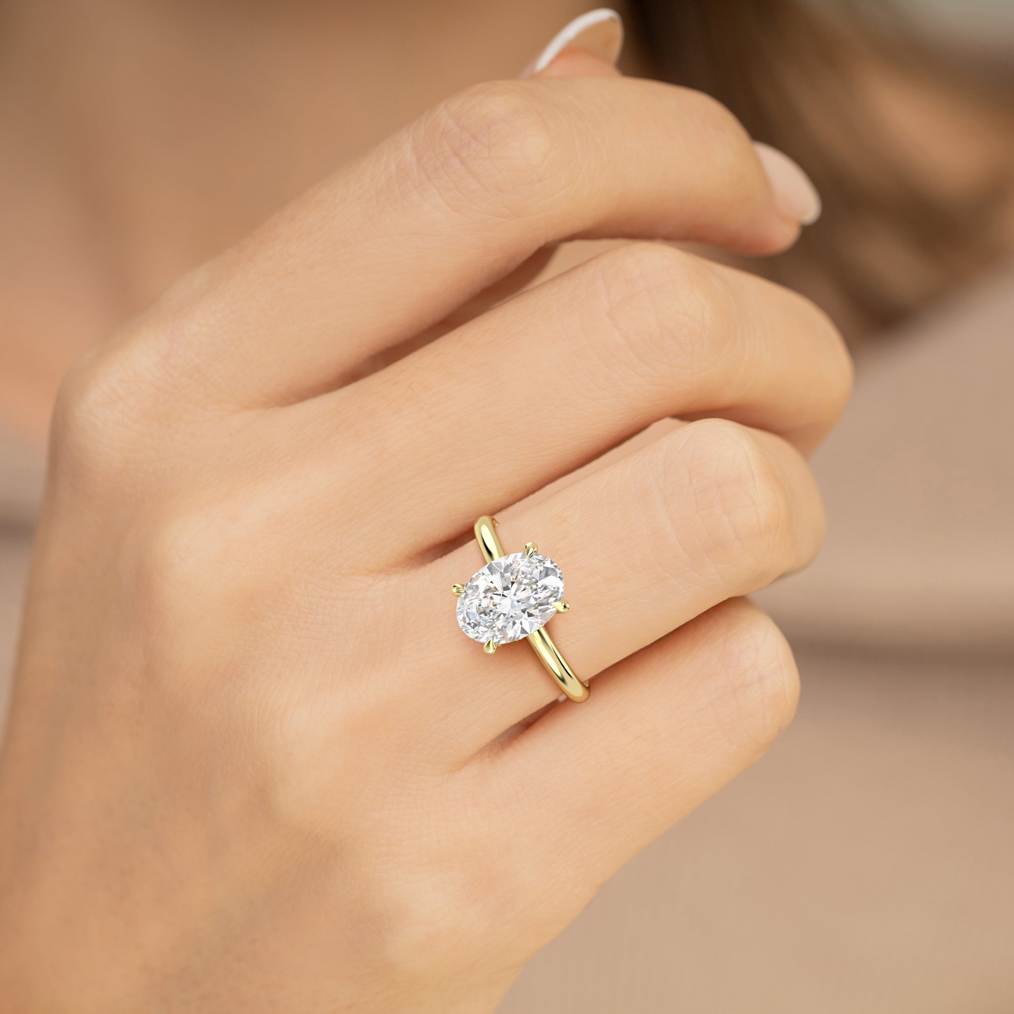 The Celeste Ring - 2.00 ct. Oval Solitaire with Hidden Halo