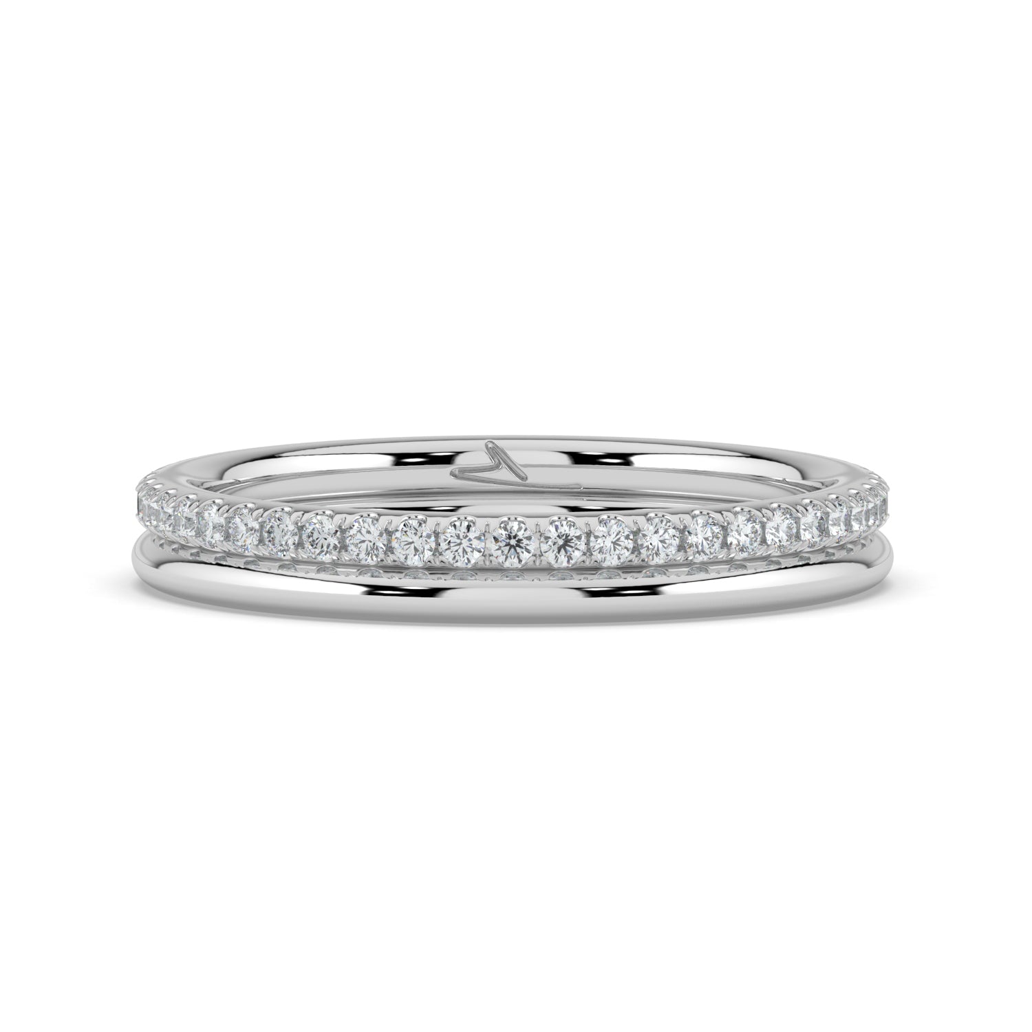 The Sarah Ring - Double Wedding Band with Pavé