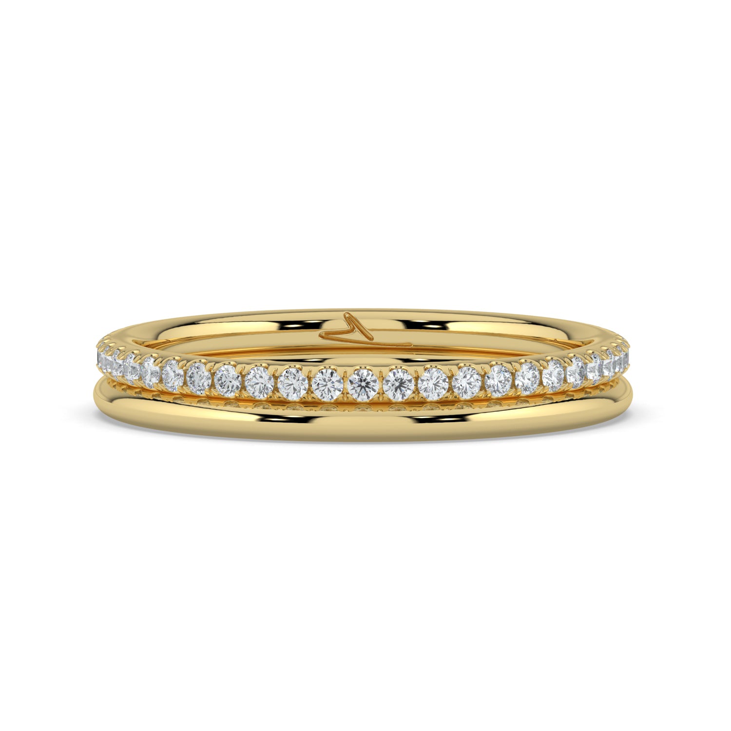 The Sarah Ring - Double Wedding Band with Pavé