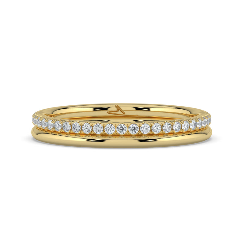 The Sarah Ring - Double Wedding Band with Pavé