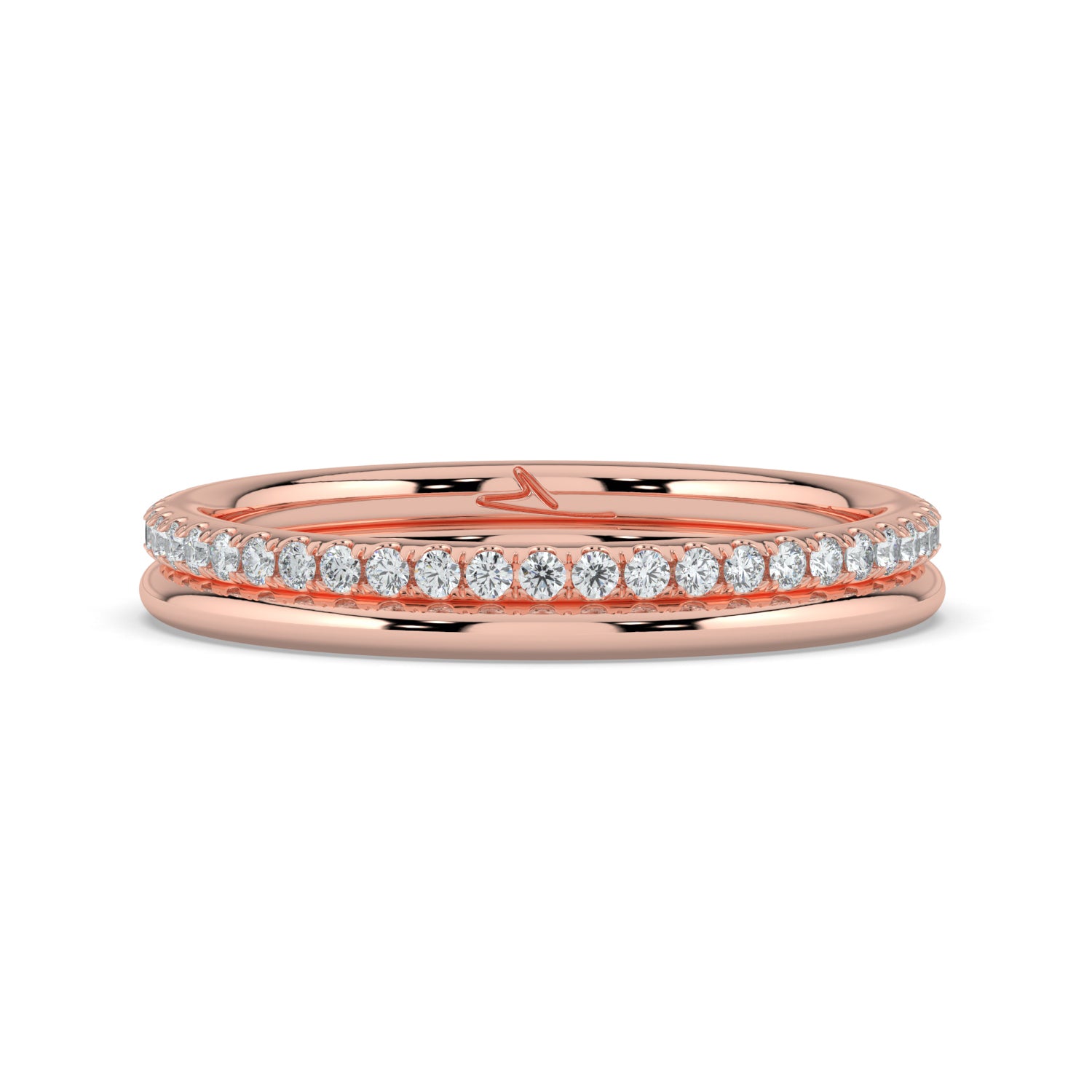 The Sarah Ring - Double Wedding Band with Pavé
