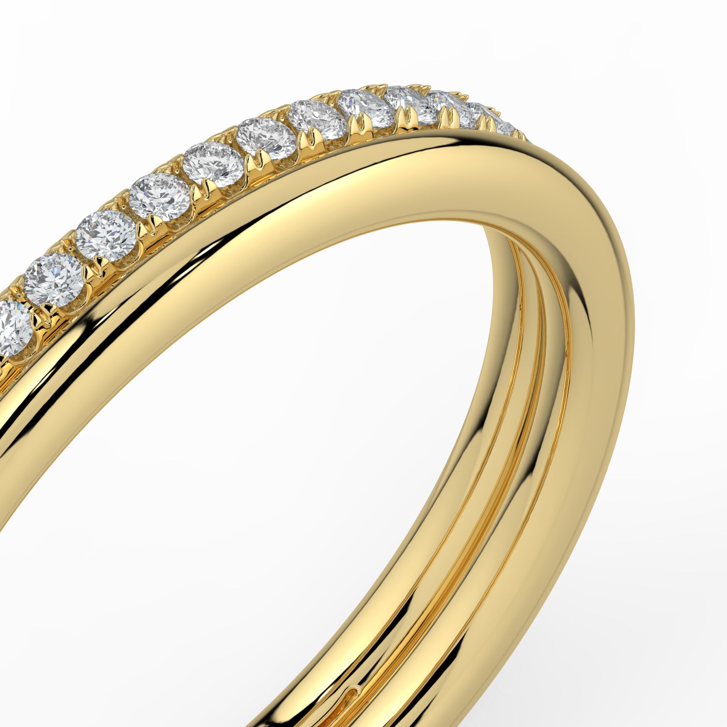 The Sarah Ring - Double Wedding Band with Pavé