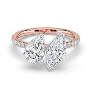 The Emilia Ring — Pear and Marquise Pavé Band Toi Et Moi Lab-Grown Diamond Engagement Ring in Two-Tone Rose and White Gold | The Jewel Concierge