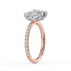 The Emilia Ring — Pear and Marquise Pavé Band Toi Et Moi Lab-Grown Diamond Engagement Ring in Two-Tone Rose and White Gold | The Jewel Concierge