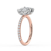 The Emilia Ring — Pear and Marquise Pavé Band Toi Et Moi Lab-Grown Diamond Engagement Ring in Two-Tone Rose and White Gold | The Jewel Concierge