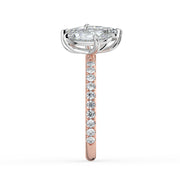 The Emilia Ring — Pear and Marquise Pavé Band Toi Et Moi Lab-Grown Diamond Engagement Ring in Two-Tone Rose and White Gold | The Jewel Concierge