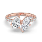 The Emilia Ring — Pear and Marquise Pavé Band Toi Et Moi Lab-Grown Diamond Engagement Ring in Rose Gold | The Jewel Concierge