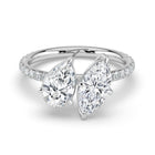 The Emilia Ring — Pear and Marquise Pavé Band Toi Et Moi Lab-Grown Diamond Engagement Ring in White Gold | The Jewel Concierge