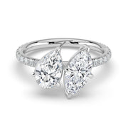 The Emilia Ring — Pear and Marquise Pavé Band Toi Et Moi Lab-Grown Diamond Engagement Ring in White Gold | The Jewel Concierge