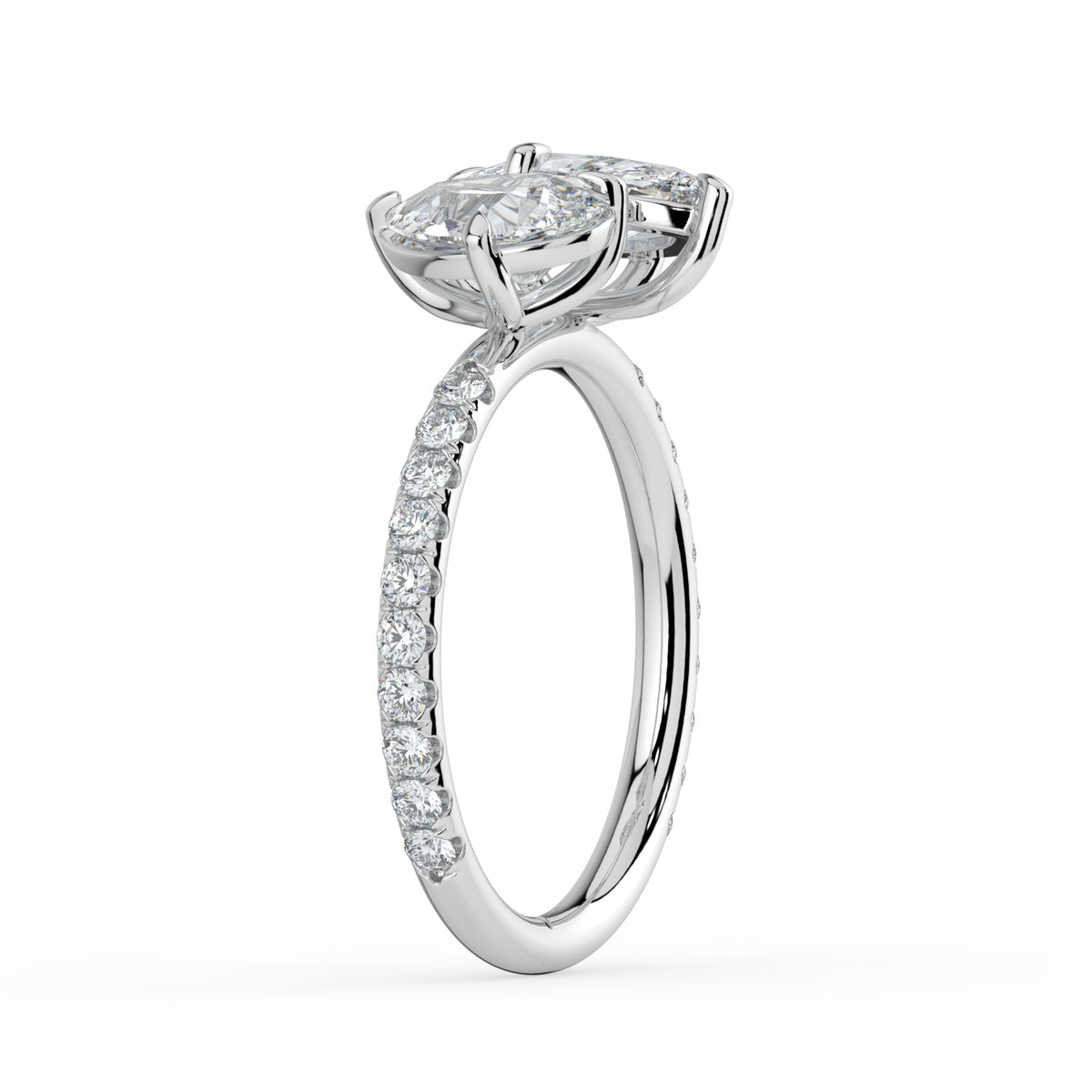 The Emilia Ring — Pear and Marquise Pavé Band Toi Et Moi Lab-Grown Diamond Engagement Ring in White Gold | The Jewel Concierge