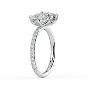 The Emilia Ring — Pear and Marquise Pavé Band Toi Et Moi Lab-Grown Diamond Engagement Ring in White Gold | The Jewel Concierge