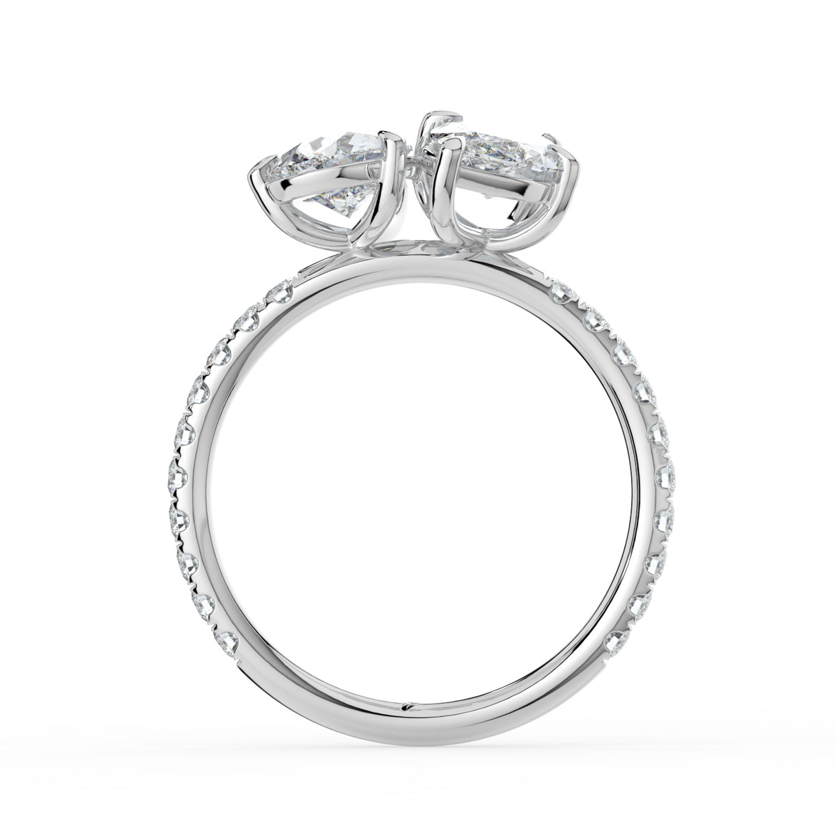The Emilia Ring — Pear and Marquise Pavé Band Toi Et Moi Lab-Grown Diamond Engagement Ring in White Gold | The Jewel Concierge