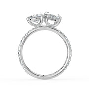 The Emilia Ring — Pear and Marquise Pavé Band Toi Et Moi Lab-Grown Diamond Engagement Ring in White Gold | The Jewel Concierge