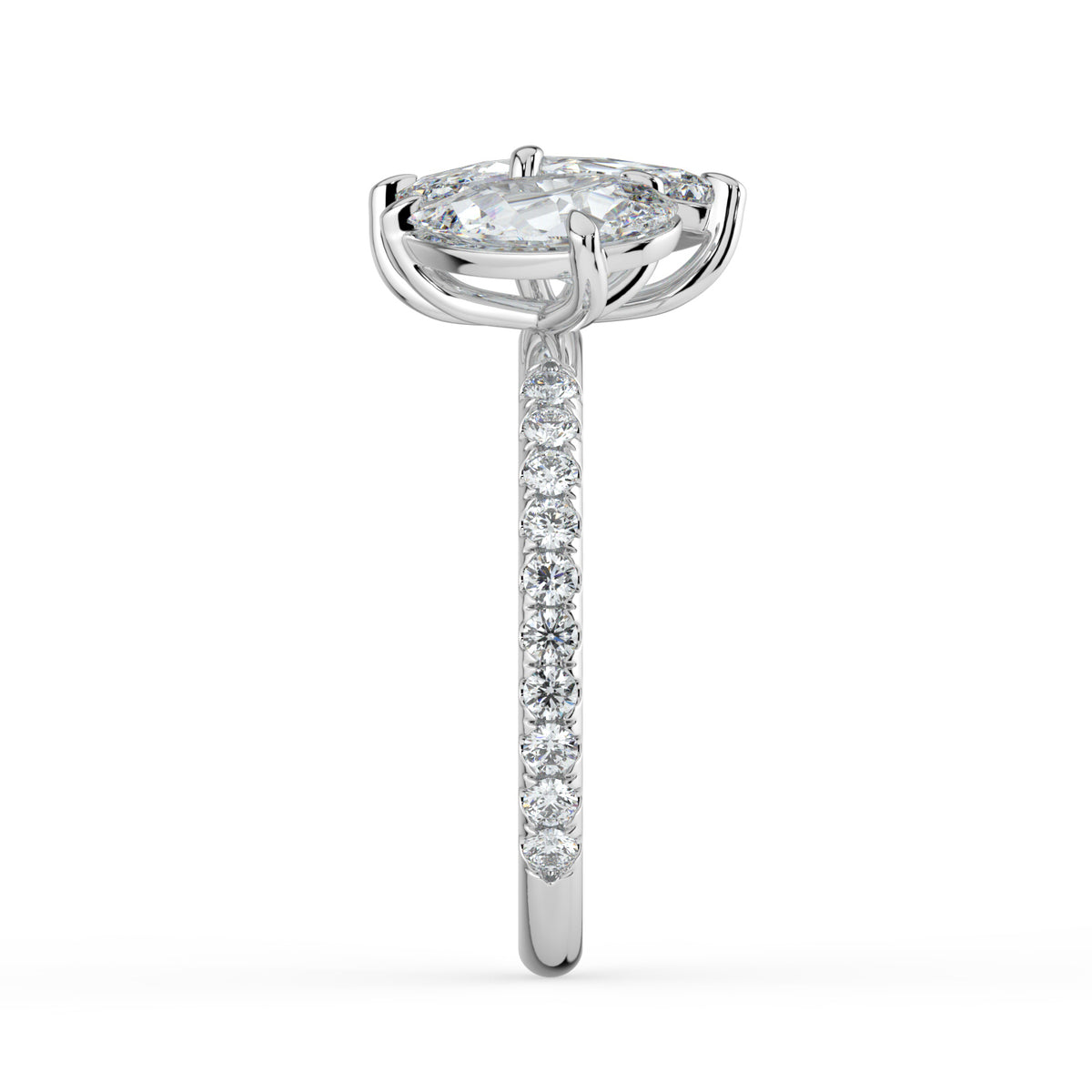 The Emilia Ring — Pear and Marquise Pavé Band Toi Et Moi Lab-Grown Diamond Engagement Ring in White Gold | The Jewel Concierge