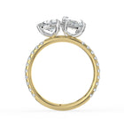 The Emilia Ring — Pear and Marquise Pavé Band Toi Et Moi Lab-Grown Diamond Engagement Ring in Two-Tone Yellow and White Gold | The Jewel Concierge