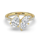 The Emilia Ring — Pear and Marquise Pavé Band Toi Et Moi Lab-Grown Diamond Engagement Ring in Yellow Gold | The Jewel Concierge