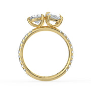 The Emilia Ring — Pear and Marquise Pavé Band Toi Et Moi Lab-Grown Diamond Engagement Ring in Yellow Gold | The Jewel Concierge