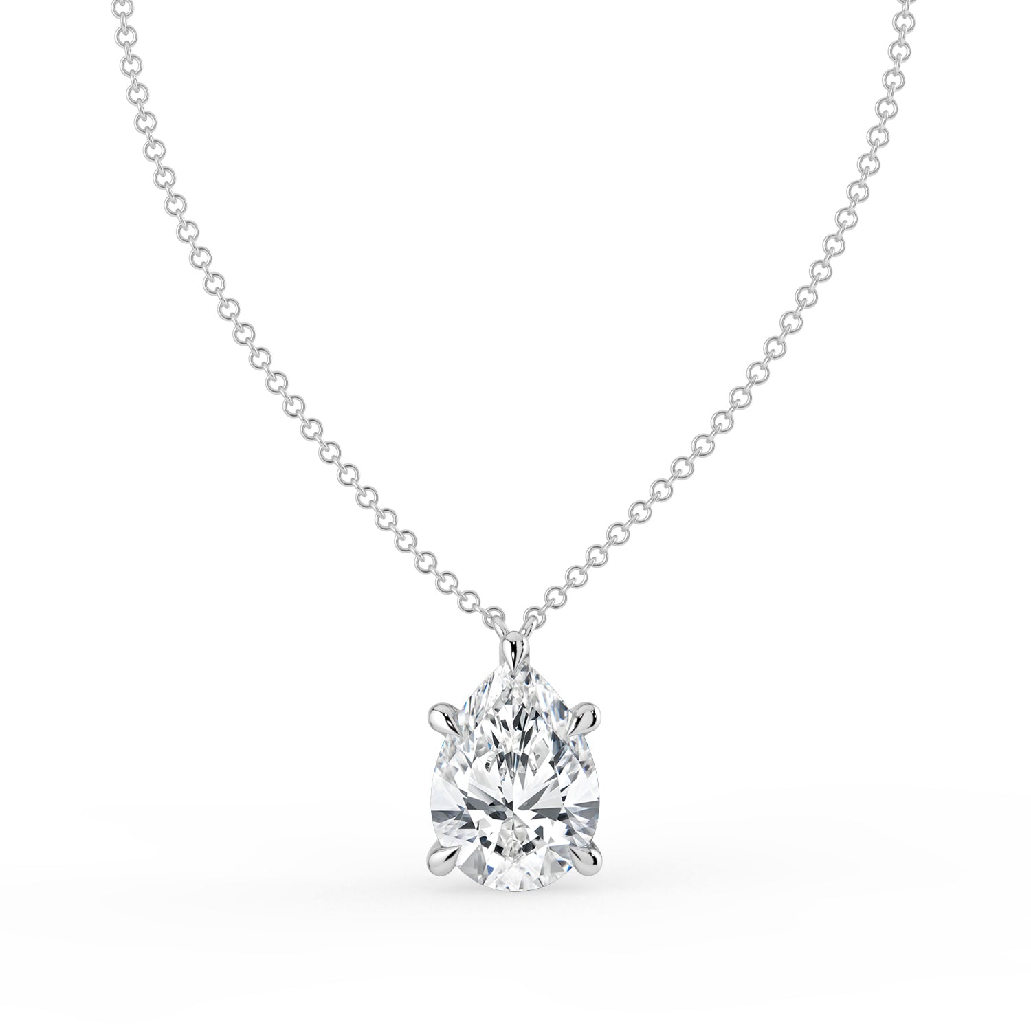 The Caelina Necklace - Pear Cut with Hidden Halo