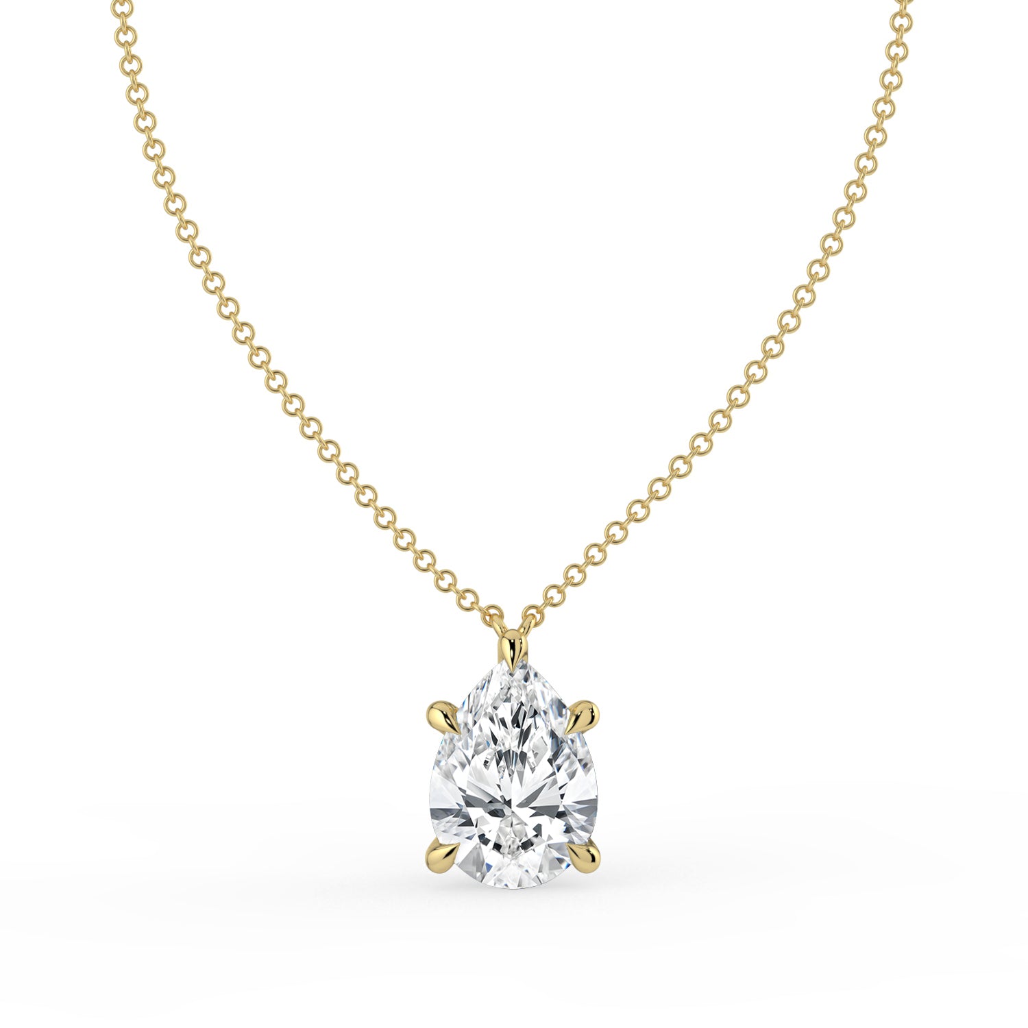 The Caelina Necklace - Pear Cut with Hidden Halo