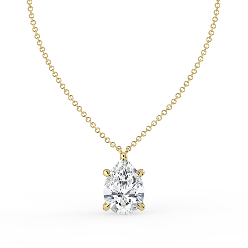 The Caelina Necklace - Pear Cut with Hidden Halo